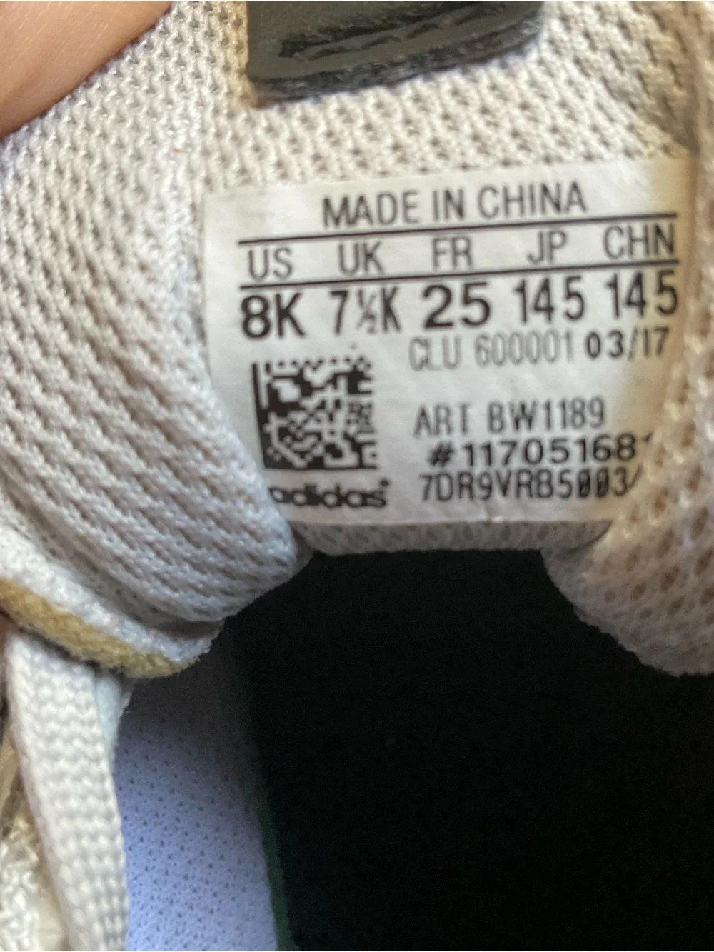 Adidas Kid’s Grey Athletic Sneakers Size 8K